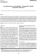 Cover page: Considerations on Sampling in Transgender Health Disparities Research