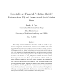 Cover page: How Stable are Financial Prediction Models?  Evidence from US and International Stock Market Data