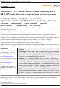 Cover page: Enhanced CTLA-4 blockade anti-tumor immunity with APG-157 combination in a murine head and neck cancer.