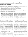 Cover page: Teen Social Networks and Depressive Symptoms-Substance Use Associations: Developmental and Demographic Variation.