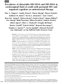 Cover page: Prevalence of detectable HIV-DNA and HIV-RNA in cerebrospinal fluid of youth with perinatal HIV and impaired cognition on antiretroviral therapy.