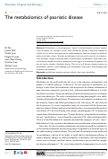 Cover page: The metabolomics of psoriatic disease