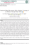 Cover page: Instructed Hand Movements Affect Students’ Learning of an Abstract Concept From Video