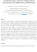 Cover page: Occupant behavior models: A critical review of implementation and representation approaches in building performance simulation programs