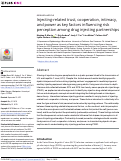 Cover page: Injecting-related trust, cooperation, intimacy, and power as key factors influencing risk perception among drug injecting partnerships