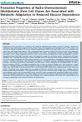 Cover page: Protective Properties of Radio-Chemoresistant Glioblastoma Stem Cell Clones Are Associated with Metabolic Adaptation to Reduced Glucose Dependence