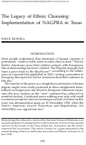 Cover page: The Legacy of Ethnic Cleansing: Implementation of NAGPRA in Texas