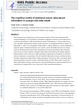 Cover page: The Cognitive Control of Emotional Versus Value-Based Information in Younger and Older Adults