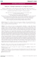 Cover page: Analysis of abrupt transitions in ecological systems