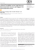 Cover page: Cultural Variability in the Link Between Environmental Concern and Support for Environmental Action