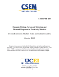 Cover page: Dynamic Pricing, Advanced Metering, and Demand Response in Electricity Markets