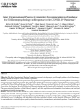 Cover page: Inter Organizational Practice Committee Recommendations/Guidance for Teleneuropsychology in Response to the COVID-19 Pandemic†