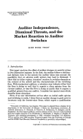 Cover page: Auditor Independence, Dismissal Threats, and the Market Reaction to Auditor Switches