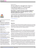 Cover page: Virtual reality for management of pain in hospitalized patients: A randomized comparative effectiveness trial