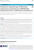 Cover page: Prophylactic Radiotherapy Of MInimally Symptomatic Spinal Disease (PROMISSeD): study protocol for a randomized controlled trial.