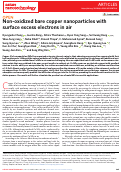 Cover page: Non-oxidized bare copper nanoparticles with surface excess electrons in air.
