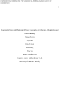 Cover page of Experiential Stress and Physiological Stress: Implication of Coherence. A Replication and Extension Study