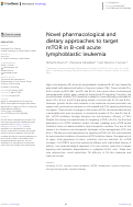 Cover page: Novel pharmacological and dietary approaches to target mTOR in B-cell acute lymphoblastic leukemia