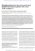 Cover page: Phosphorylation by the stress-activated MAPK Slt2 down-regulates the yeast TOR complex 2