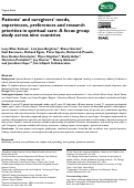 Cover page: Patients’ and caregivers’ needs, experiences, preferences and research priorities in spiritual care: A focus group study across nine countries