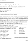 Cover page: Human antibodies targeting cell surface antigens overexpressed by the hormone refractory metastatic prostate cancer cells: ICAM-1 is a tumor antigen that mediates prostate cancer cell invasion