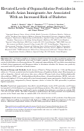 Cover page: Elevated Levels of Organochlorine Pesticides in South Asian Immigrants Are Associated With an Increased Risk of Diabetes