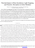 Cover page: Thermal Impact of Rear Insulation, Light Trapping, and Parasitic Absorption in Solar Modules