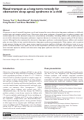 Cover page: Nasal trumpet as a long-term remedy for obstructive sleep apnea syndrome in a child.