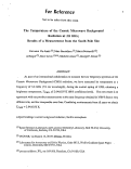 Cover page: The Temperature of the Cosmic Microwave Background Radiation at 3.8 GHz; Results of a Measurement from the South Pole Site