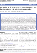 Cover page: Microplasma direct writing for site-selective surface functionalization of carbon microelectrodes.