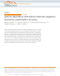 Cover page: Species abundance information improves sequence taxonomy classification accuracy