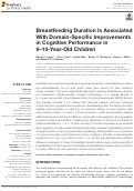 Cover page: Breastfeeding Duration Is Associated With Domain-Specific Improvements in Cognitive Performance in 9–10-Year-Old Children