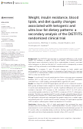 Cover page: Weight, insulin resistance, blood lipids, and diet quality changes associated with ketogenic and ultra low-fat dietary patterns: a secondary analysis of the DIETFITS randomized clinical trial