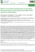 Cover page: Effects of incubation temperature on the upper thermal tolerance of the imperiled longfin smelt (Spirinchus thaleichthys).