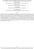 Cover page: Can children recognize pedagogical intent in the prosody of speech?