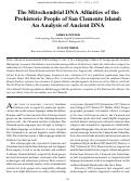 Cover page: The Mitochondrial DNA Af nities of the Prehistoric People of San Clemente Island: An Analysis of Ancient DNA