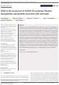 Cover page: ACE2 in the second act of COVID-19 syndrome: Peptide dysregulation and possible correction with oestrogen.