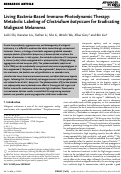 Cover page: Living Bacteria‐Based Immuno‐Photodynamic Therapy: Metabolic Labeling of Clostridium butyricum for Eradicating Malignant Melanoma