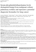 Cover page: Serum phosphatidylethanolamine levels distinguish benign from malignant solitary pulmonary nodules and represent a potential diagnostic biomarker for lung cancer