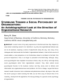 Cover page: Stumbling Toward a Social Psychology of Organizations: An Autobiographical Look at the Direction of Organizational Research