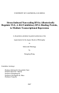 Cover page: Stress-induced non-coding RNAs allosterically regulate TLS, a HAT-inhibitory RNA binding protein, to mediate transcriptional repression