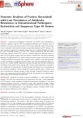 Cover page: Genomic Analysis of Factors Associated with Low Prevalence of Antibiotic Resistance in Extraintestinal Pathogenic Escherichia coli Sequence Type 95 Strains