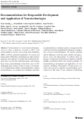 Cover page: Recommendations for Responsible Development and Application of Neurotechnologies