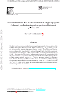 Cover page: Measurement of CKM matrix elements in single top quark t-channel production in proton-proton collisions at s = 13 &nbsp;TeV