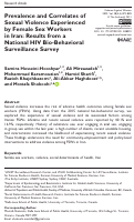 Cover page: Prevalence and Correlates of Sexual Violence Experienced by Female Sex Workers in Iran: Results from a National HIV Bio-Behavioral Surveillance Survey