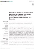 Cover page: Benefits of Increasing Greenness on All-Cause Mortality in the Largest Metropolitan Areas of the United States Within the Past Two Decades.