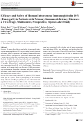 Cover page: Efficacy and Safety of Human Intravenous Immunoglobulin 10% (Panzyga®) in Patients with Primary Immunodeficiency Diseases: a Two-Stage, Multicenter, Prospective, Open-Label Study.