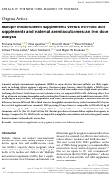 Cover page: Multiple micronutrient supplements versus iron‐folic acid supplements and maternal anemia outcomes: an iron dose analysis