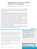 Cover page: Racial/Ethnic Disparity in NICU Quality of Care Delivery