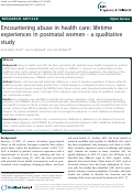 Cover page: Encountering abuse in health care; lifetime experiences in postnatal women - a qualitative study